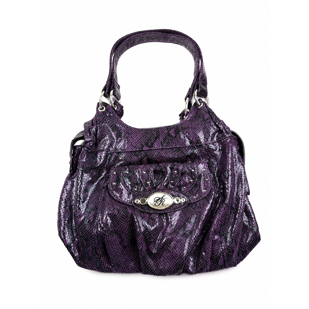 Sienna Ricchi Vintage Y2K Purple Faux Leather Snakeskin Edgy Hobo Shoulder Bag